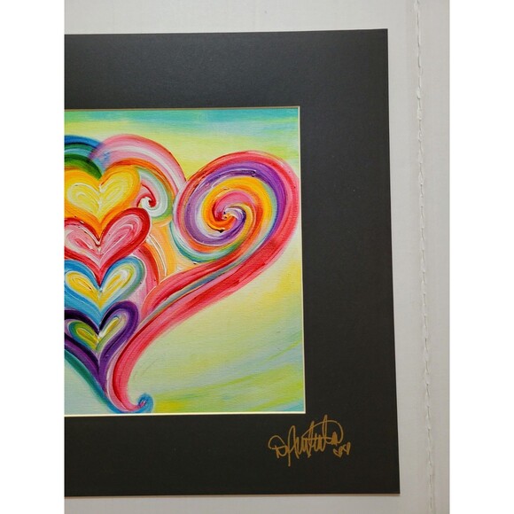 Debbie Arambula Art Print "CUDDLING" Heart Artist Signed 20x16 Mat Gilroy CA - Picture 5 of 9